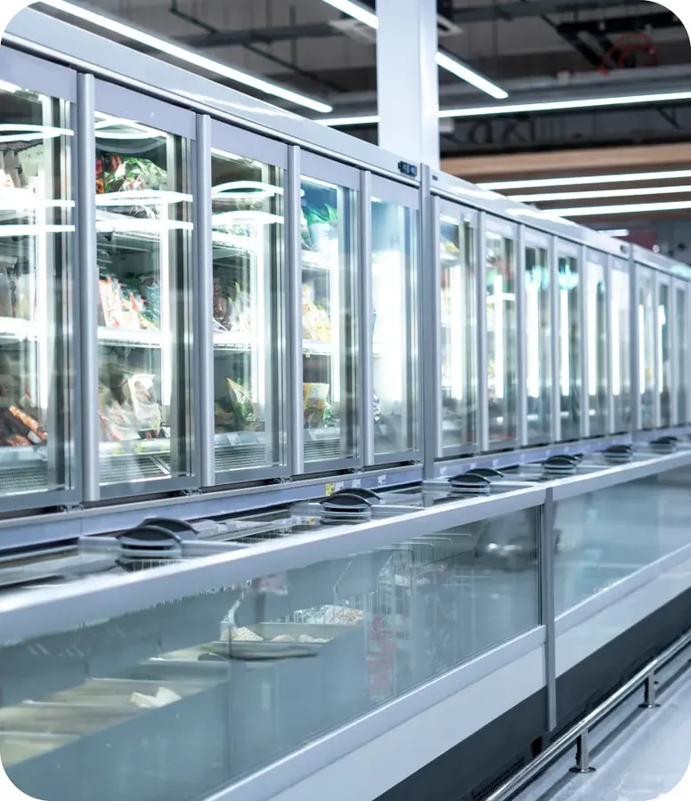 Commercial refrigerator and freezer storage units